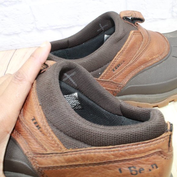 LL Bean Brown Leather Storm Chaser Slip On Duck Boots Size 8.5 M - Picture 9 of 9